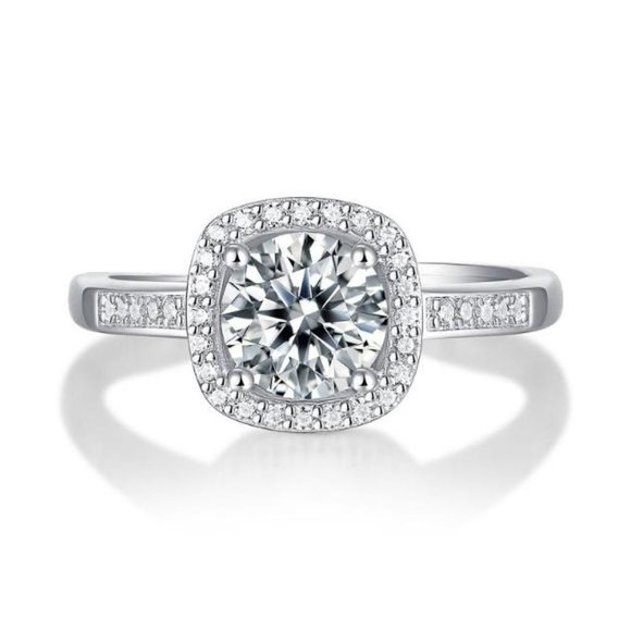 Certified 1ct. t.w. Moissanite Diamond Halo Engagement Ring NEW C - Picture 6 of 6